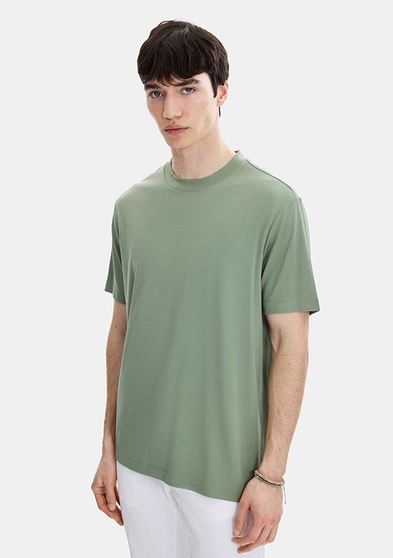 BACKANDBOND - B35S10067 Erkek Yeşil Bisiklet Yaka T-Shirt