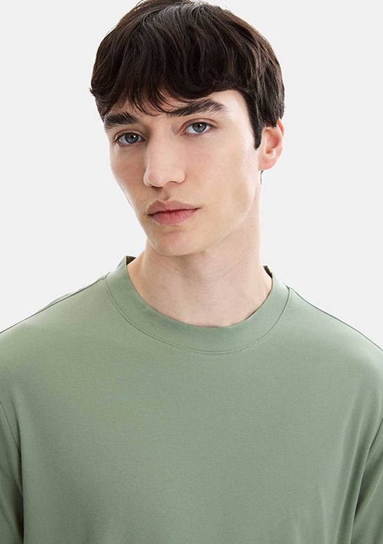 BACKANDBOND - B35S10067 Erkek Yeşil Bisiklet Yaka T-Shirt