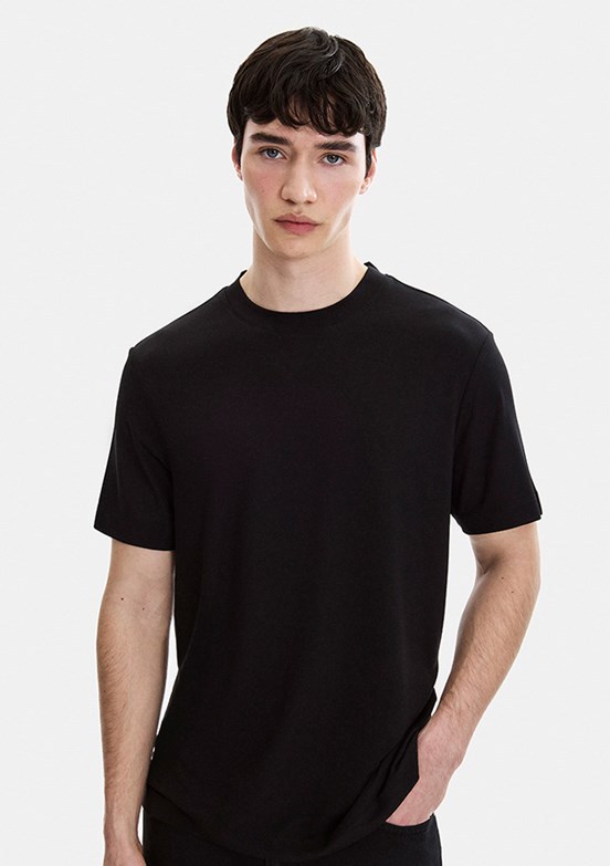 BACKANDBOND - B35S10067 Erkek Siyah Bisiklet Yaka T-Shirt