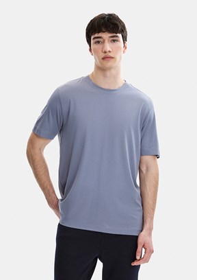 BACKANDBOND - B35S10067 Erkek Mavi Bisiklet Yaka T-Shirt