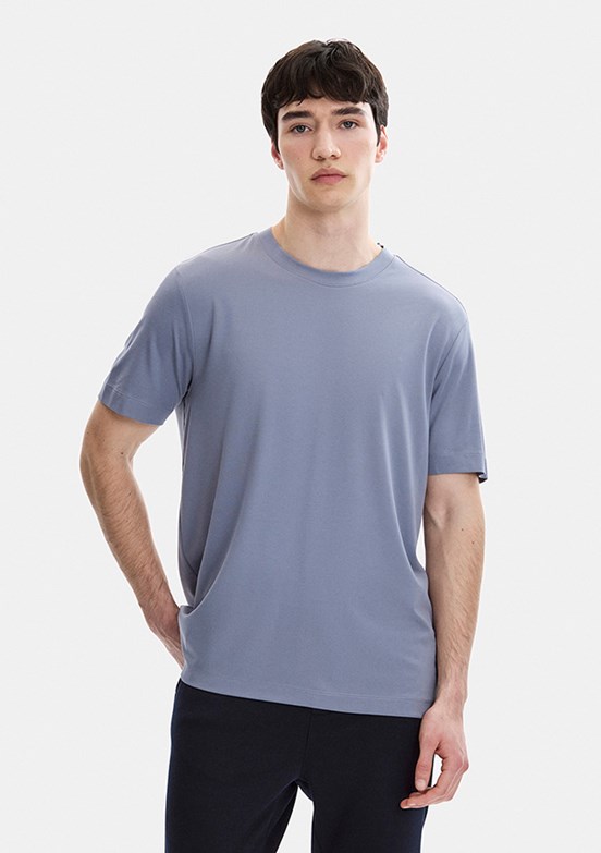 BACKANDBOND - B35S10067 Erkek Mavi Bisiklet Yaka T-Shirt