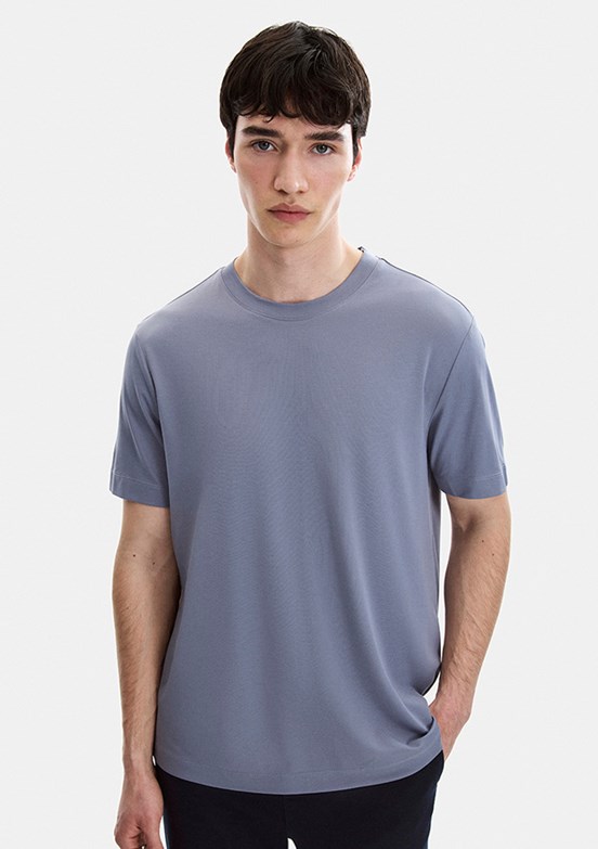 BACKANDBOND - B35S10067 Erkek Mavi Bisiklet Yaka T-Shirt