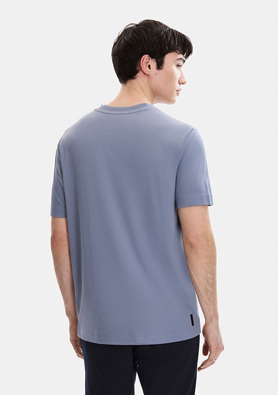 BACKANDBOND - B35S10067 Erkek Mavi Bisiklet Yaka T-Shirt