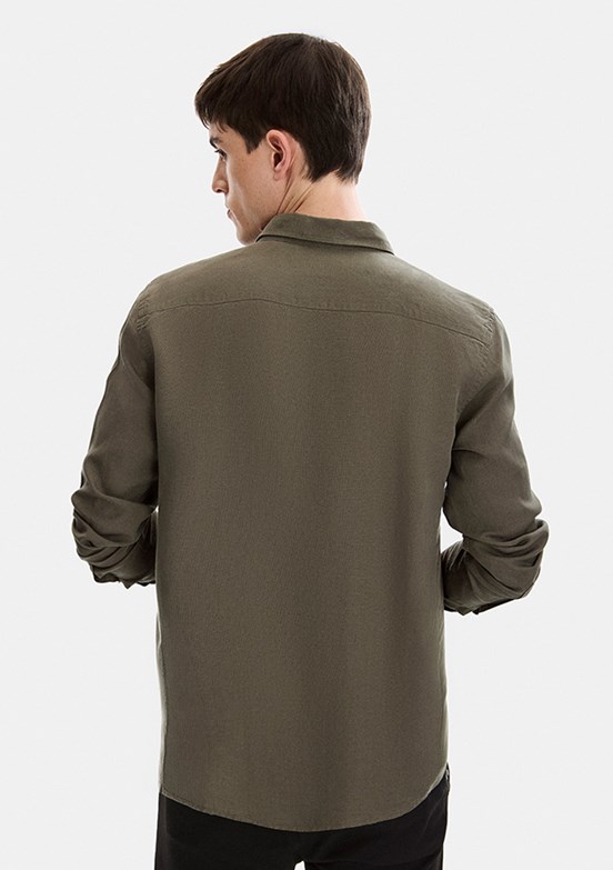 BACKANDBOND - B35S20001 Erkek Yeşil Uzun Kol Gömlek