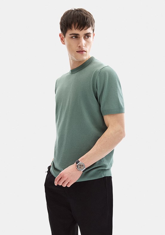 BACKANDBOND - B35S40029 Erkek Yeşil Triko T-Shirt