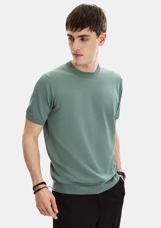 BACKANDBOND - B35S40029 Erkek Yeşil Triko T-Shirt