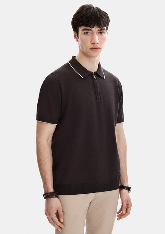 BACKANDBOND - B35S40031 Erkek Kahverengi Triko T-Shirt