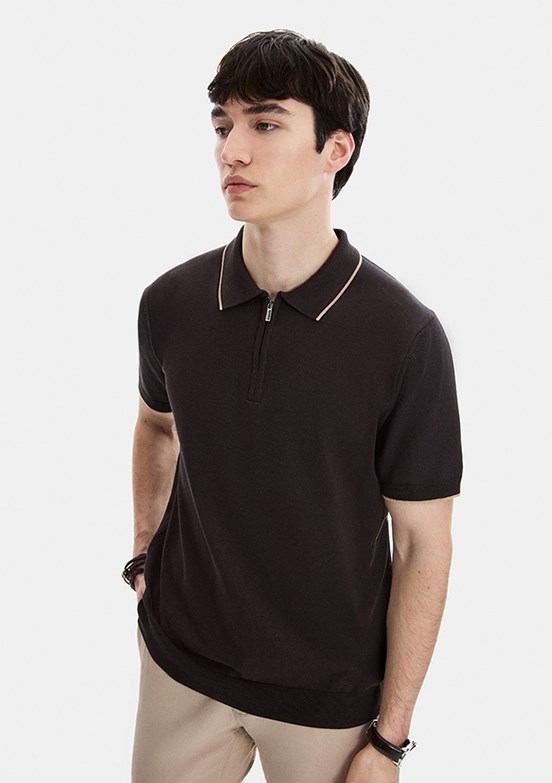 BACKANDBOND - B35S40031 Erkek Kahverengi Triko T-Shirt