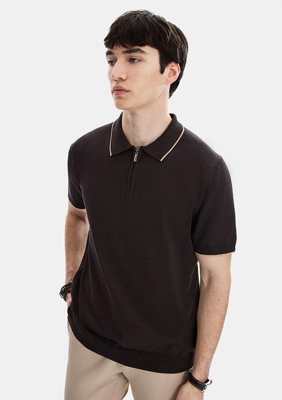 BACKANDBOND - B35S40031 Erkek Kahverengi Triko T-Shirt