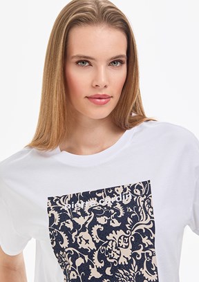 PİERRE CARDİN Kadın Beyaz Cropped T-Shirt