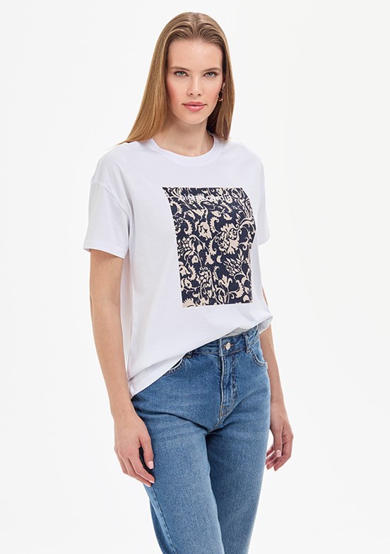 PİERRE CARDİN Kadın Beyaz Cropped T-Shirt