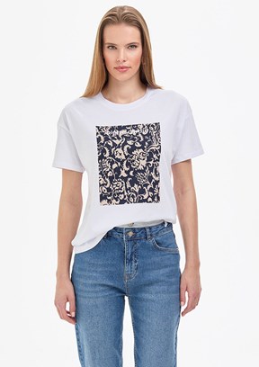  PIERRE CARDIN Beyaz Kadın Bisiklet Yaka T-Shirt