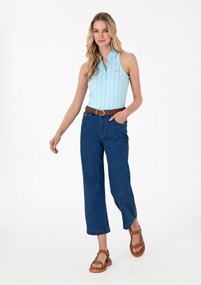 US POLO ASSN - Kadın Mavi Rahat Kesim Jean Pantolon