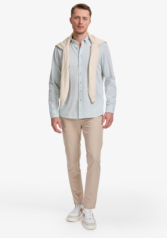 PİERRE CARDİN - Erkek Bej Regular Pantolon