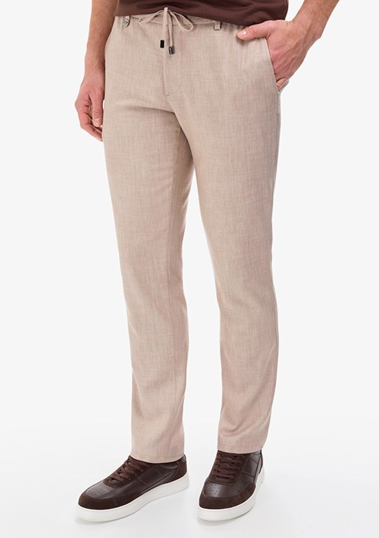 PİERRE CARDİN - Erkek Bej Slim Pantolon