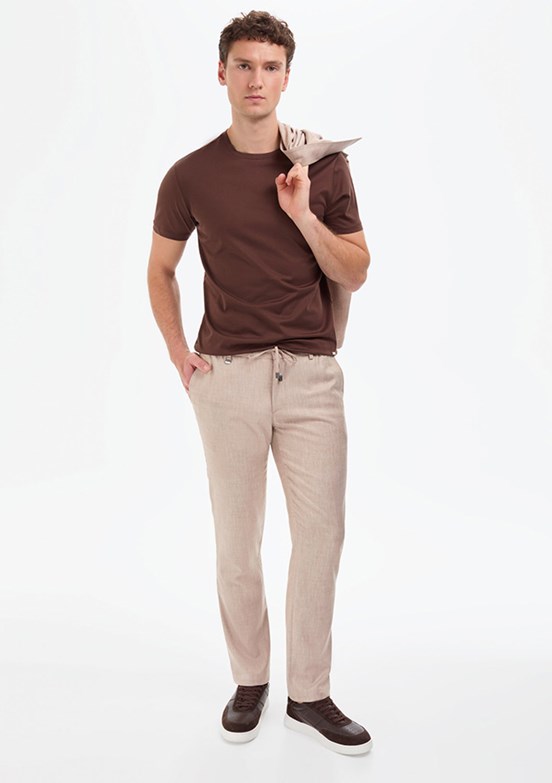 PİERRE CARDIN Erkek Bej Slim Pantolon