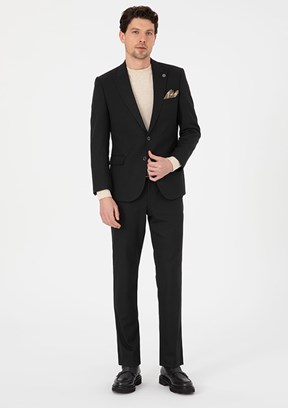 PİERRE CARDİN Erkek Siyah Slim Takım Elbise