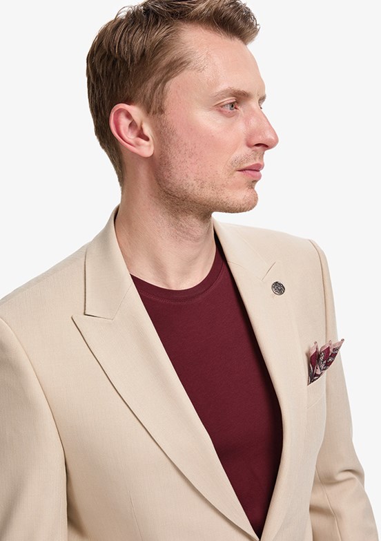PİERRE CARDİN - Erkek Bej Slim Takım Elbise