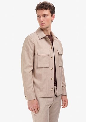 PİERRE CARDİN - Erkek Bej Regular Ceket