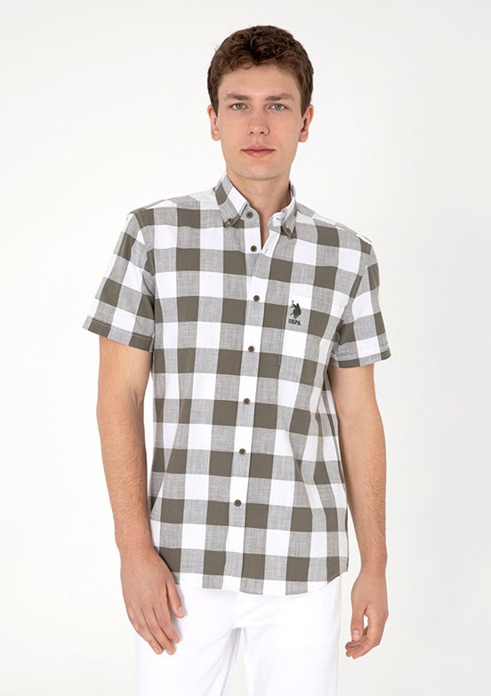 US POLO ASSN Erkek Bej Kısa Kol Gömlek