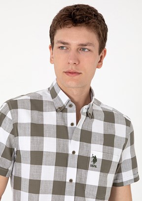 US POLO ASSN Erkek Bej Kısa Kol Gömlek
