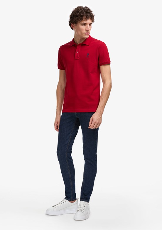 US POLO ASSN - Erkek Bordo Slim T-Shirt