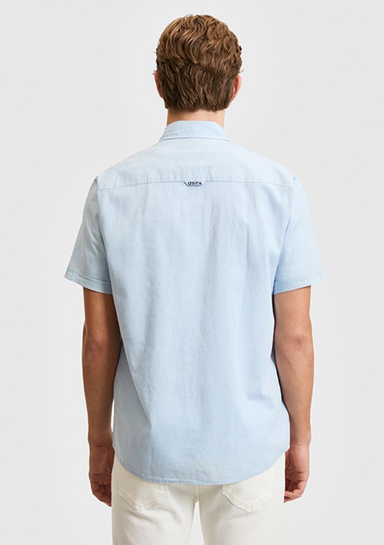 US POLO ASSN - Erkek Mavi Kısa Kol Gömlek