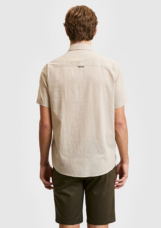 US POLO ASSN - Erkek Bej Kısa Kol Gömlek