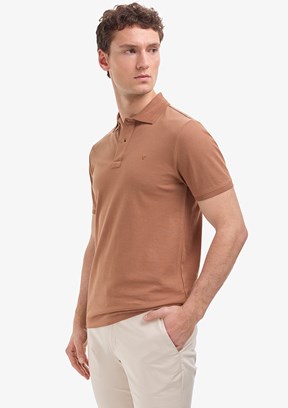 PİERRE CARDİN - Erkek Kahverengi Basic T-Shirt
