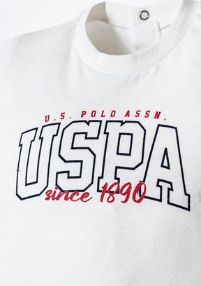 US POLO ASSN - USB2873 Erkek Bebek Beyaz Şortlu İkili Takım
