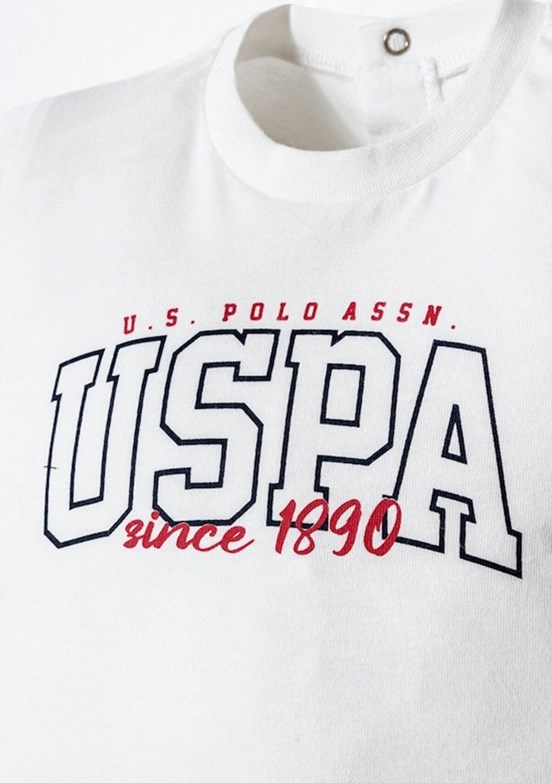 US POLO ASSN - USB2873 Erkek Bebek Beyaz Şortlu İkili Takım