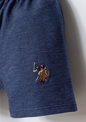 US POLO ASSN - USB2888 Erkek Bebek Beyaz Şortlu İkili Takım