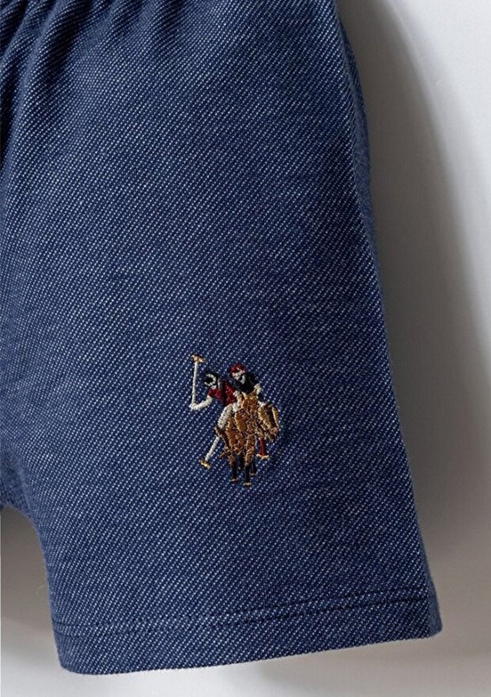 US POLO ASSN - USB2888 Erkek Bebek Beyaz Şortlu İkili Takım