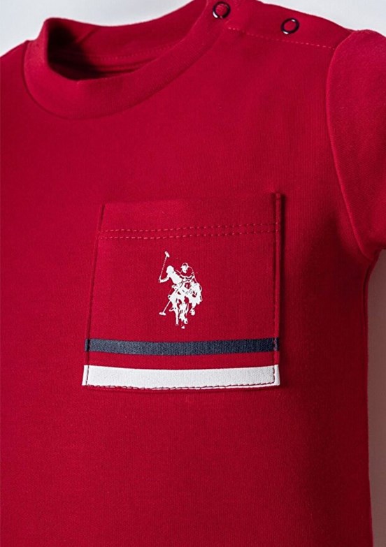 US POLO ASSN - USB2867 Erkek Bebek Kırmızı Şortlu İkili Takım