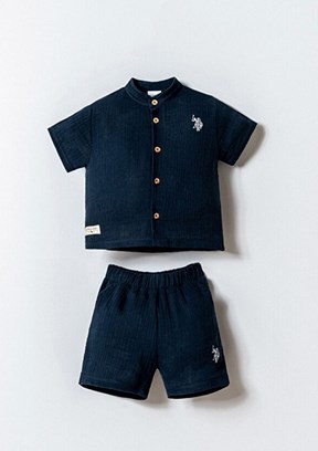 US POLO ASSN - USB2883 Erkek Bebek Lacivert Şortlu İkili Takım