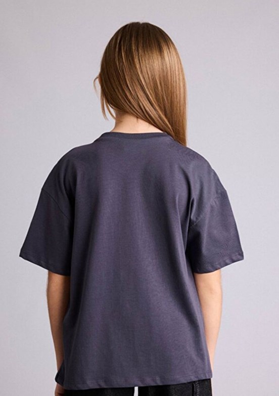 DEFACTO - G8185A8DFA Kız Çocuk Antrasit Kısa Kol T-Shirt