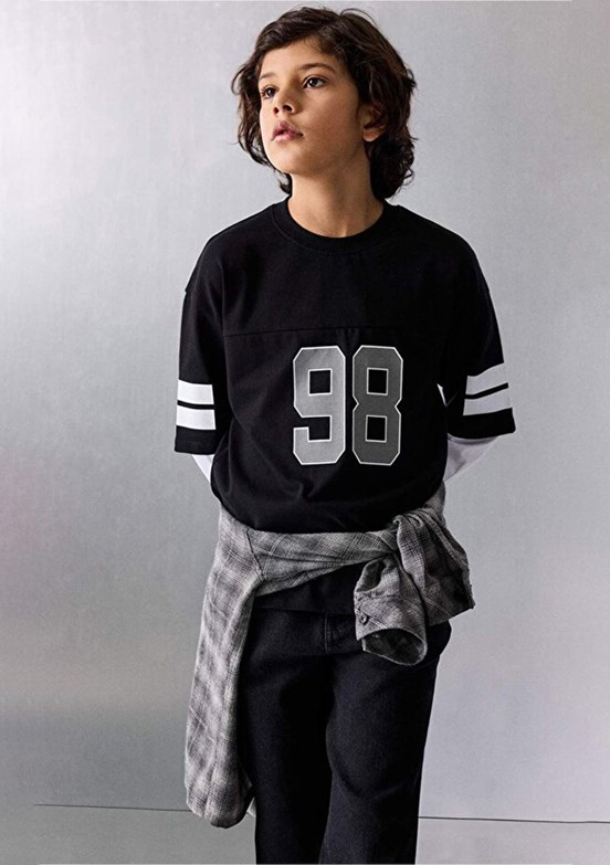 DEFACTO - G2482A8DFA Erkek Çocuk Siyah Uzun Kol T-Shirt