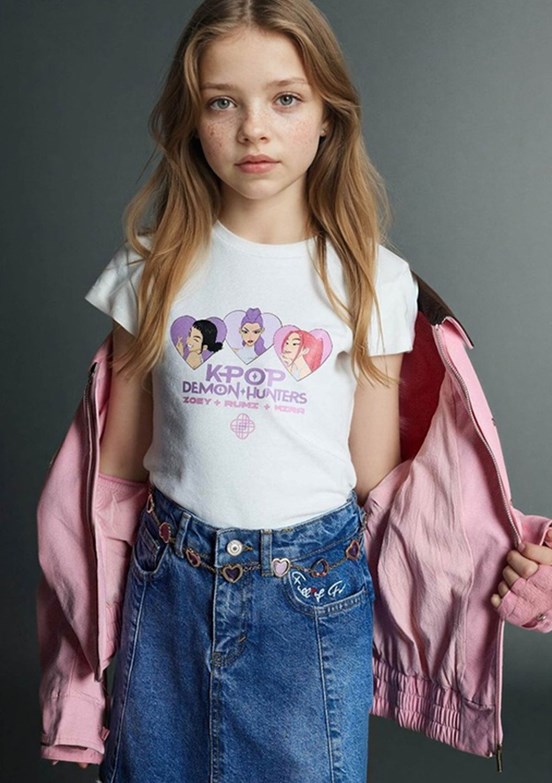 DEFACTO - H3843A8DF1 Kız Çocuk Beyaz Kısa Kol T-Shirt