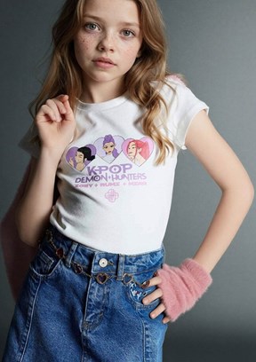 DEFACTO - H3843A8DF1 Kız Çocuk Beyaz Kısa Kol T-Shirt