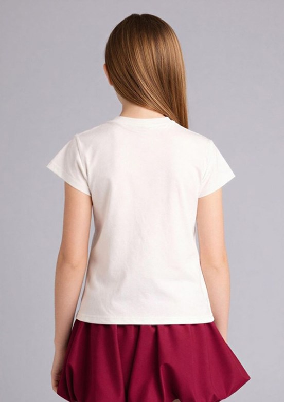 DEFACTO - H3843A8DF1 Kız Çocuk Beyaz Kısa Kol T-Shirt