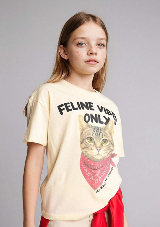 DEFACTO - G1767A8DFB1 Kız Çocuk Sarı Kısa Kol T-Shirt