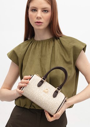 BENETTON - BNT_1805 Kadın Bej/Kahve Kol Çantası