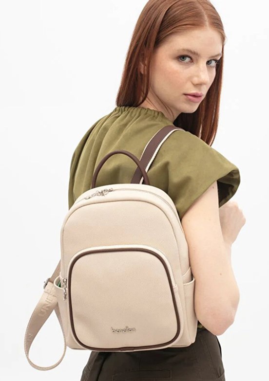 BENETTON - BNT_1807 Kadın Bej Sırt Çantası