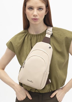 BENETTON - BNT_1809 Kadın Bej-Kahve Çapraz Çanta