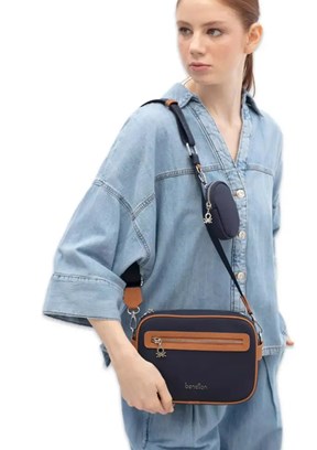 BENETTON BNT 1819 Kadın Lacivert-Camel Kol Çantası
