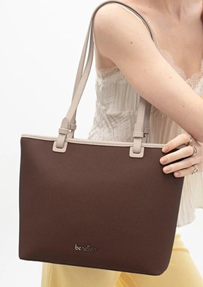 BENETTON - BNT_1822 Kadın Kahve - Taş Kol Çantası
