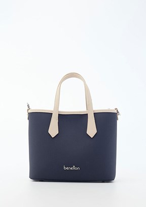 BENETTON - BNT_1835 Kadın Lacivert/Bej Kol Çantası