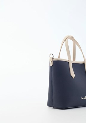 BENETTON - BNT_1835 Kadın Lacivert/Bej Kol Çantası