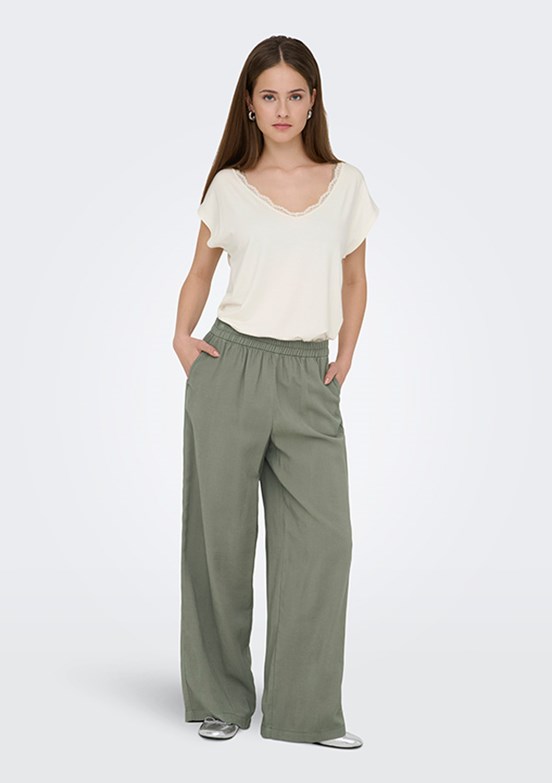 ONLY Onlaris - 15337956 Kadın Yeşil Normal Bel Pantolon