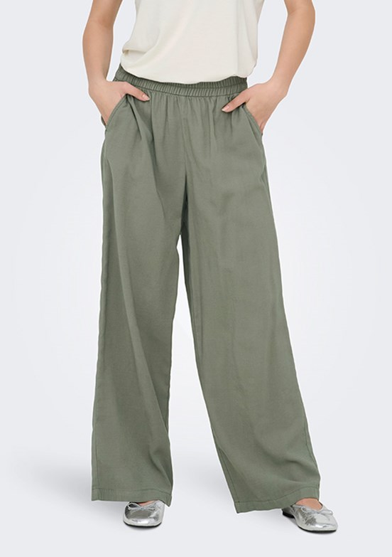 ONLY Onlaris - 15337956 Kadın Yeşil Normal Bel Pantolon